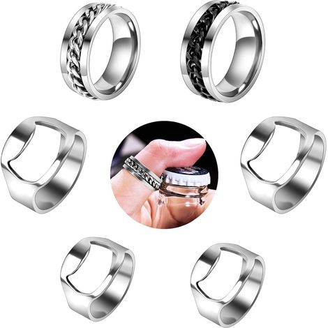 Flaschenöffnerring Aus Edelstahl, 6-teilig, 2 Ausführungen, Für Alle Arten Von Flaschenverschlüssen.