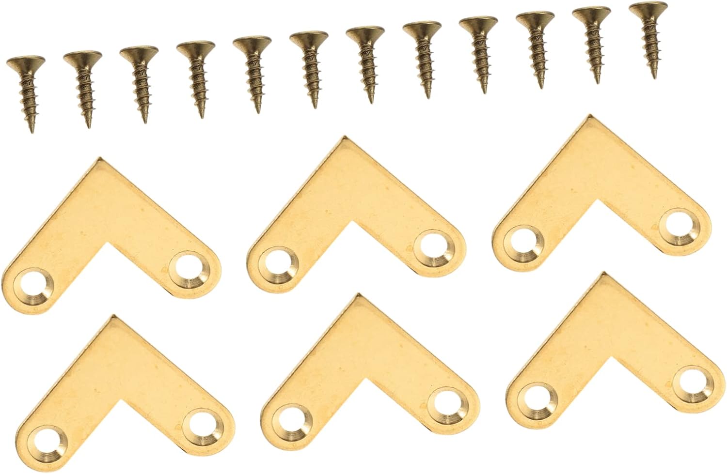 2 Winkelverbinder-sets, Vergoldete Messing-winkelhalterungen, 6 Stück.