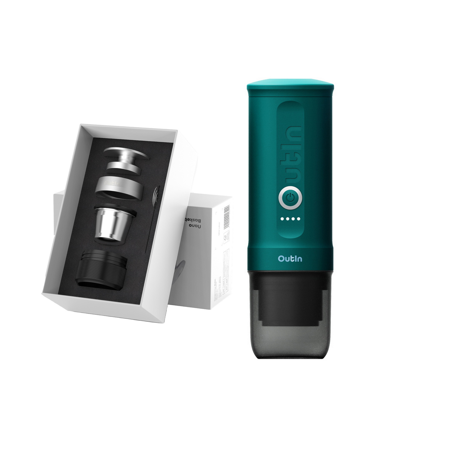 Kit Outin Nano Elektrische Espressomaschine + Basket Plus – Türkis