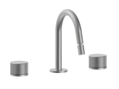 Bidet-batterie Steel Looking, Mit Feststehender Brause Paffoni Serie Jo Jo119st Messing - Steel Looking