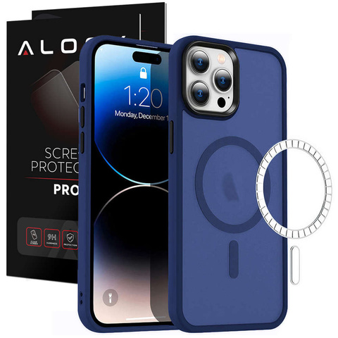 Magmat Hülle Für Magsafe Für Apple Iphone 12 / 12 Pro, Mattes Marineblau + Glas