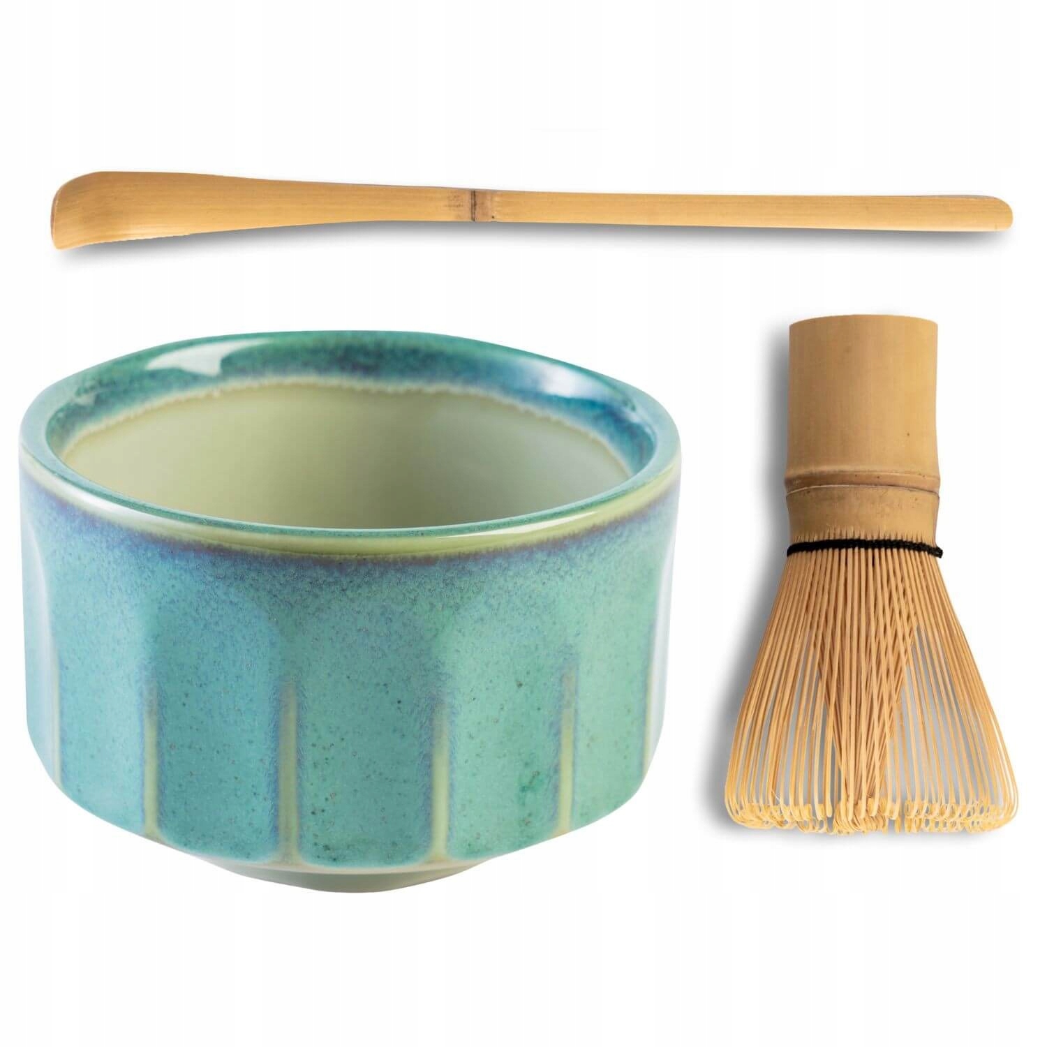 Matcha Blue Gree Tee-set, Japanische Schale, Schneebesen, Chasen, Löffel