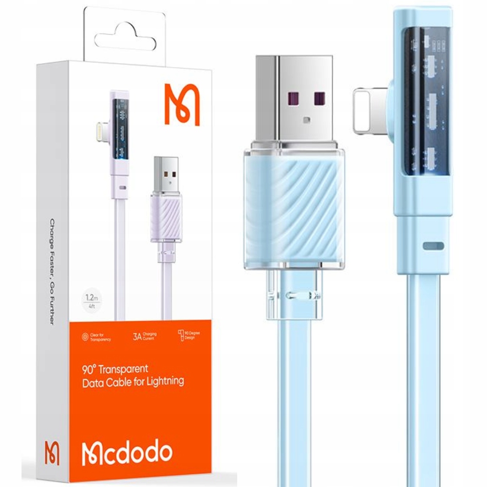 Mcdodo Abgewinkeltes Usb-lightning-kabel, Flach, 36 W, Für Iphone 13 Und 14, Blau, 1 M