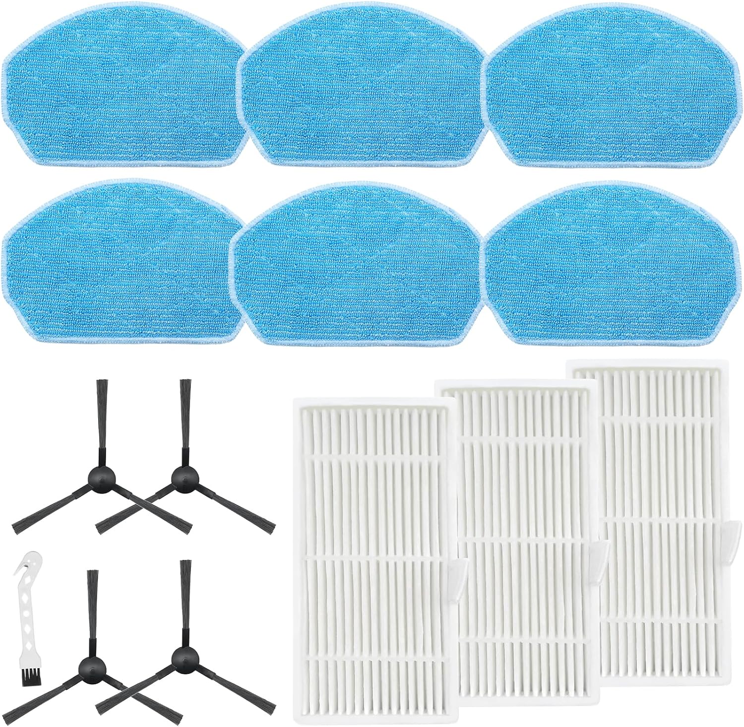 Pièces De Rechange Pour Cecotec Conga 999 Origin, Pour Aspirateur Eicobot Br150 : 6 Chiffons, 3 Filtres, 4 Brosses Latérales Et 1 Brosse De Nettoyage.