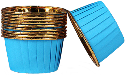 Muffinförmchen, Cupcake-förmchen, Blau, Gold, 50 Stück.