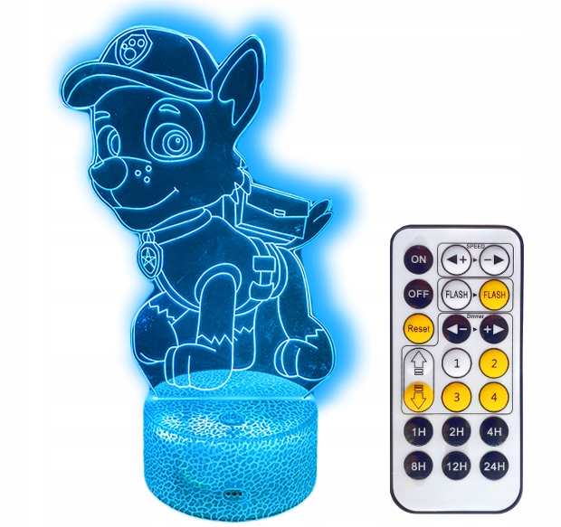 Paw Patrol Rocky 3d Led-nachtlampe + Fernbedienung