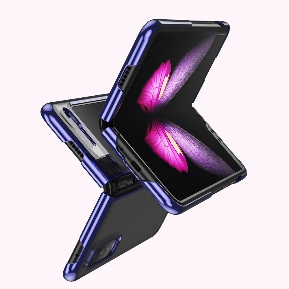 Plating Case Hartschalen-schutzhülle Mit Metallrahmen Für Samsung Galaxy Fold, Blau