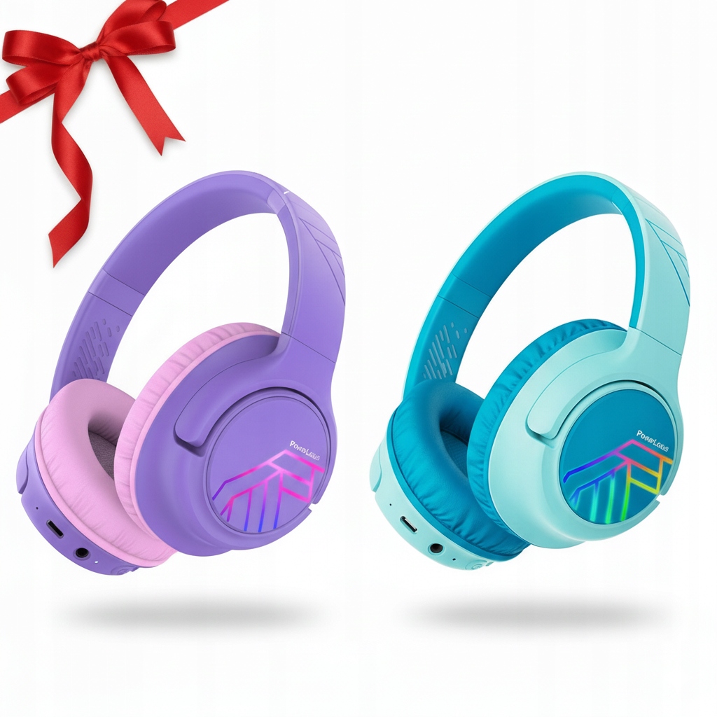 Powerlocus Bobo Kabelloses Led-aux-kopfhörer-set Für Kinder