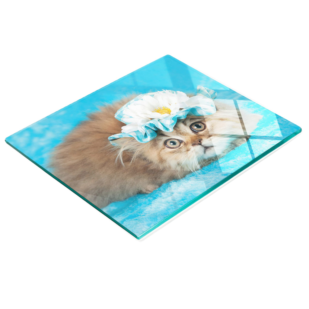 Dekorative Glasplatte Mit Katzenmotiv Zum Servieren Von Snacks, 60 X 52 Cm