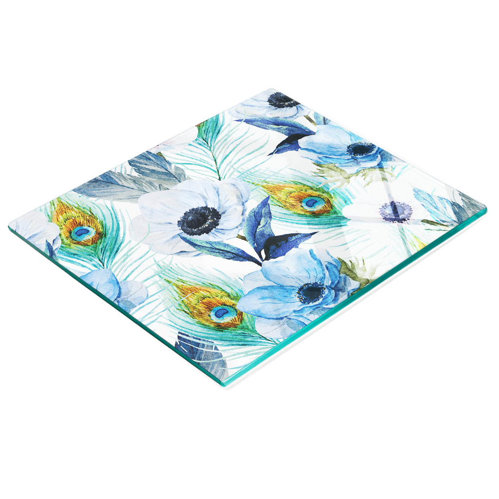 Multifunktionale Küchen-dekorationsplatte Aus Gehärtetem Glas, Blumenmuster Im Boho-stil, 60 X 52 Cm
