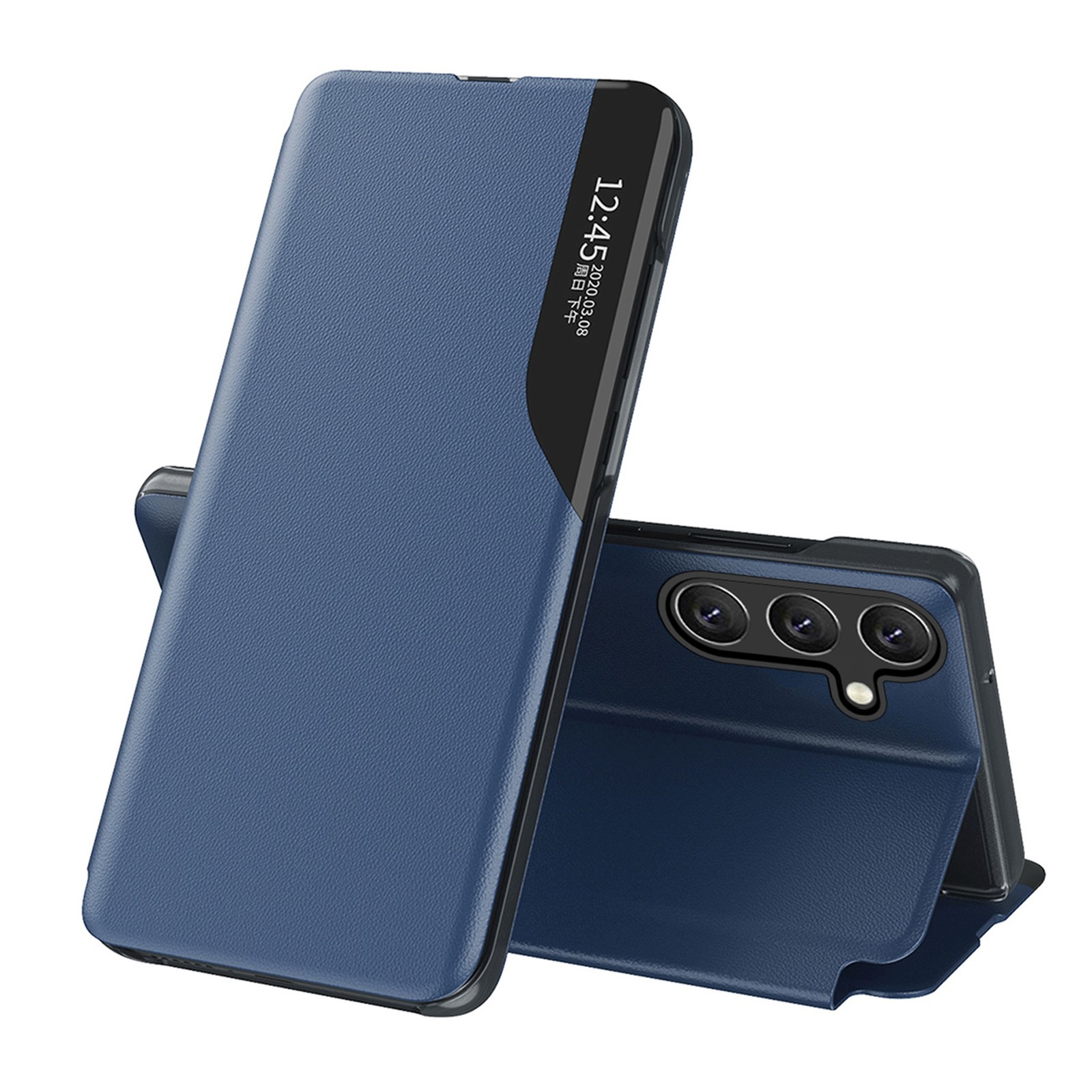 Samsung Galaxy S25+ Eco-leder-schutzhülle Mit Klapp- Und Ständerfunktion – Blau