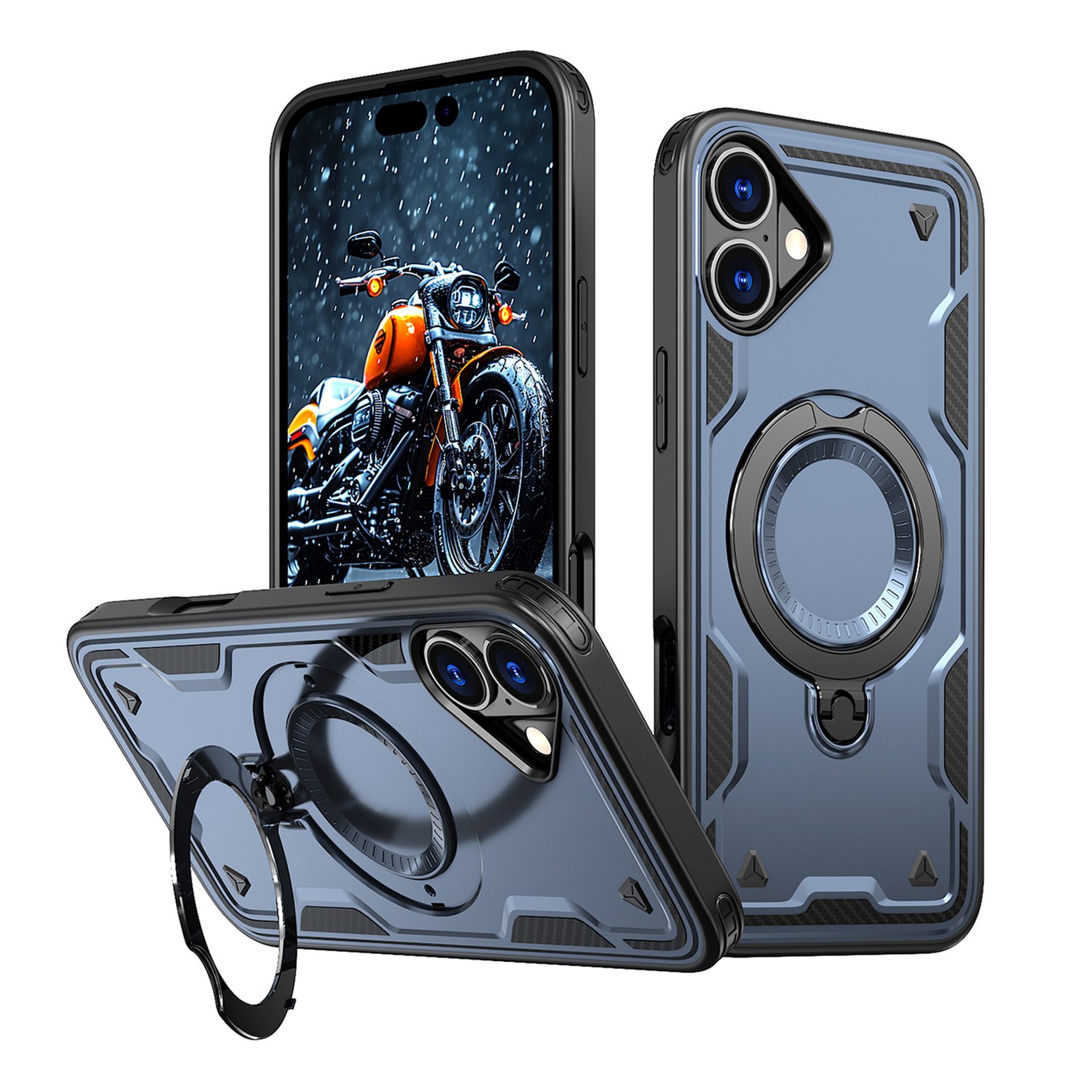Iphone 16 Hybrid Armor Trendy Magsafe Hülle – Blau