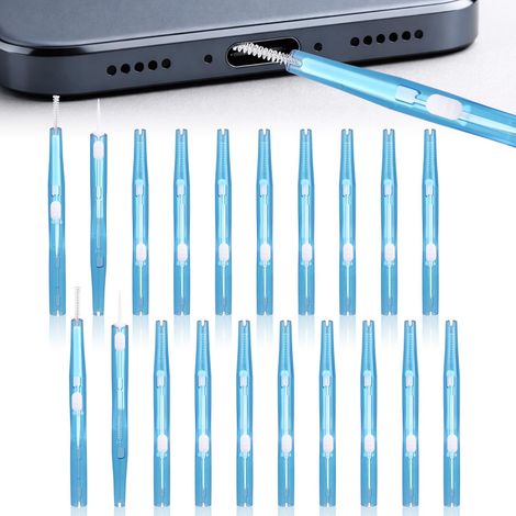 20-teiliges Handy-reinigungsset, Ladeanschlussreiniger Mit Anti-verstopfungsbürsten Und Haken, Usb-c-anschlussreiniger Für Mobiltelefone, Kopfhörer Und Lautsprecher (blau)