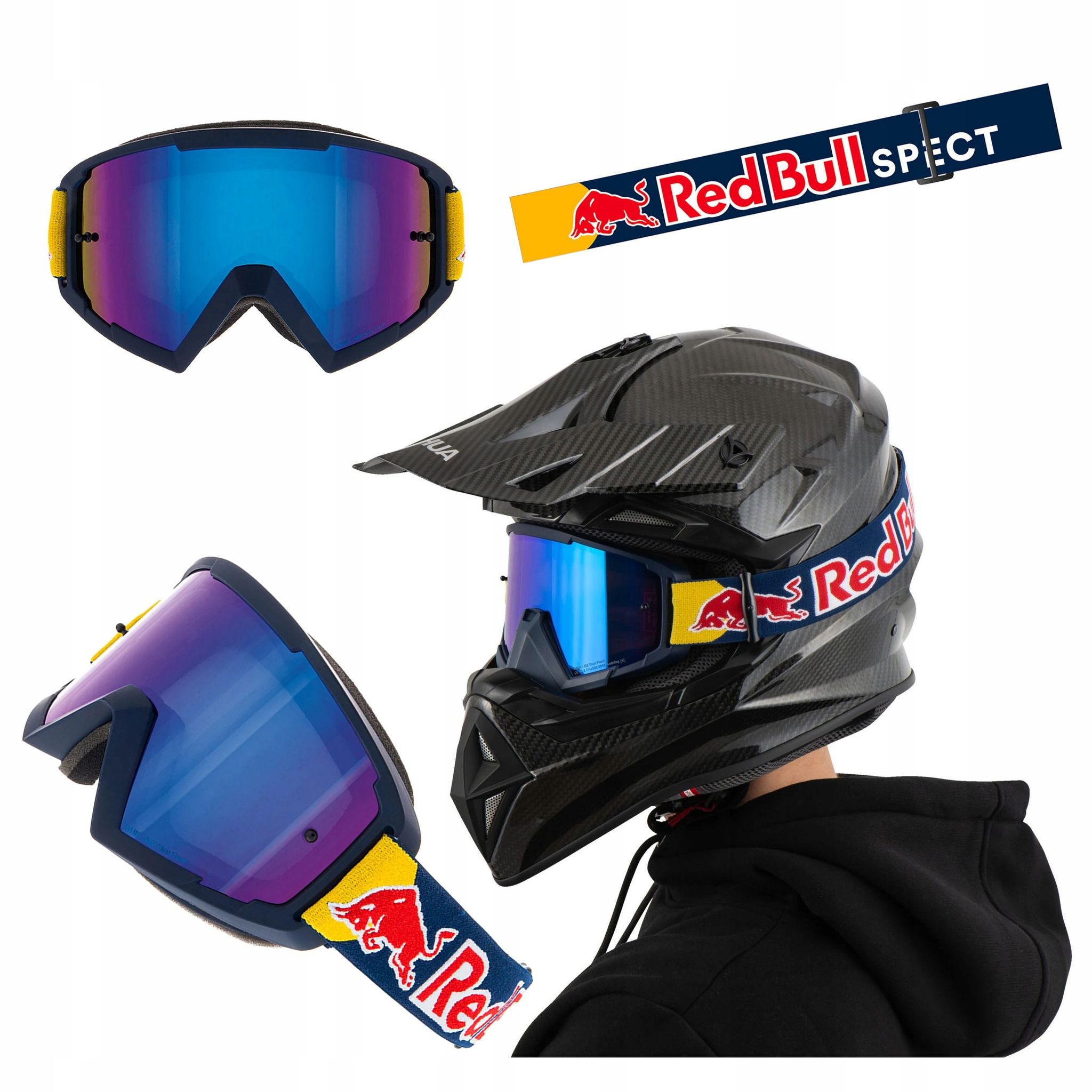 Red Bull Cross Enduro Quad Motorradbrille Mit Uv-schutz Und Peitsche