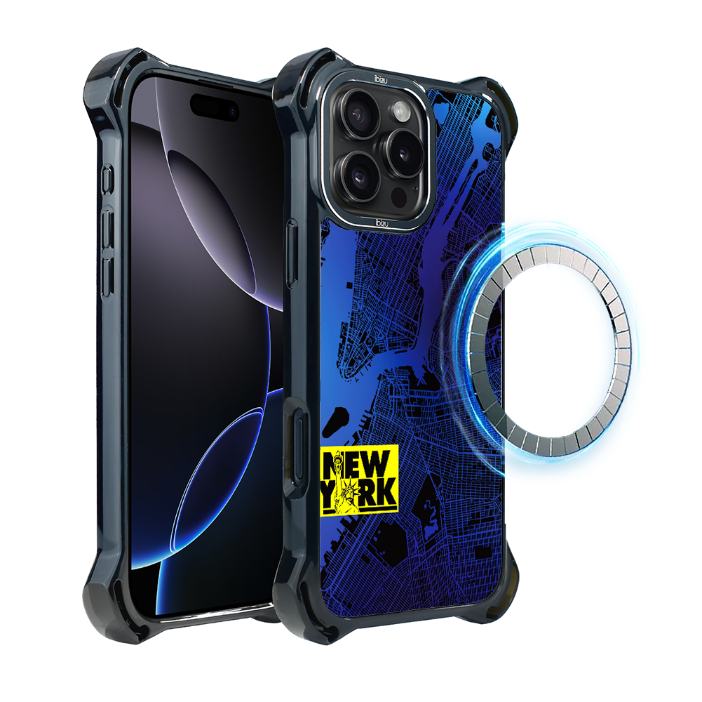 Iphone 16 Pro Ibizu Dropguard Ultra Hülle Mit Magsafe, Weltkarten, New York