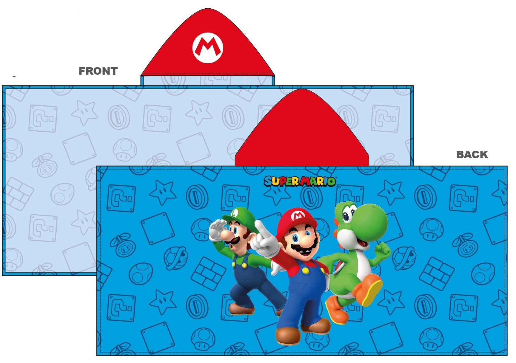 Super Mario Kinder-strand- Und Badetuch Mit Kapuze, Schnelltrocknend, 60 X 130 Cm