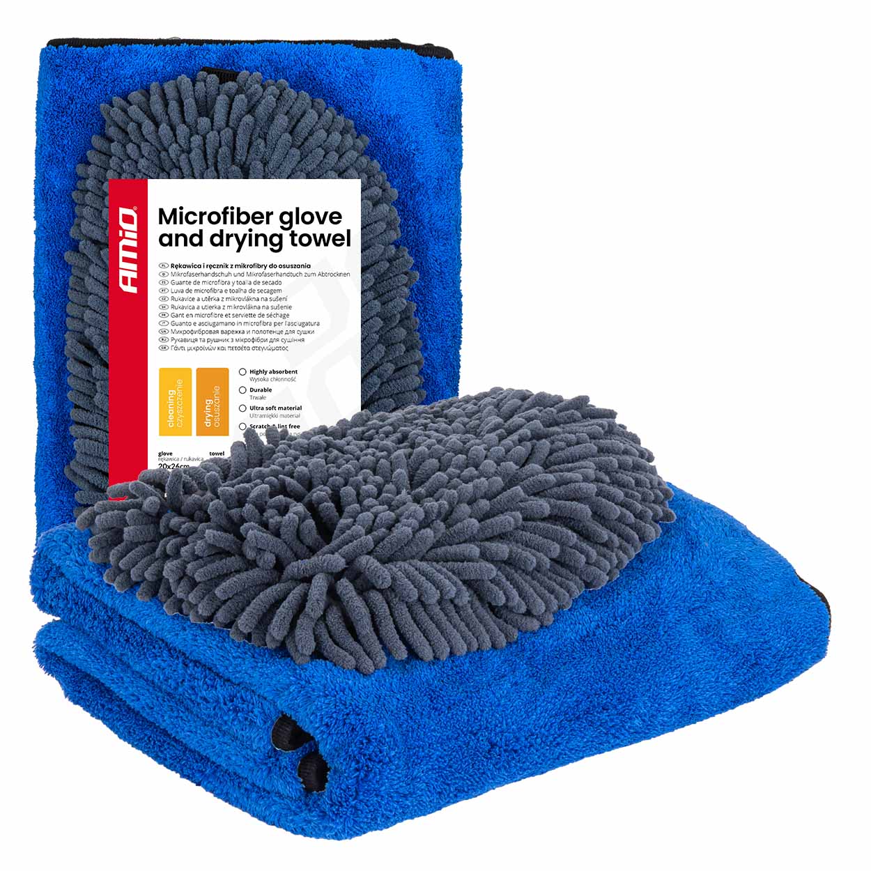Mikrofaser-autotrockenhandschuh Und -handtuch 94/800 G/m² 20x26/60x90 Cm Amio-04489
