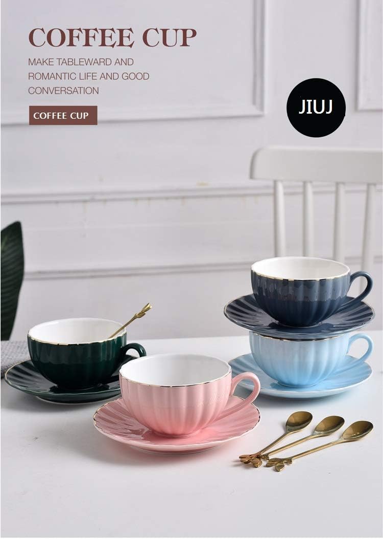 Tasse Et Soucoupe, Service À Thé/café/cappuccino Pour Une Personne, Cuillère À Café En Céramique, Tasse, Soucoupe, Service À Thé Européen, Phnom Penh, Sobre, Vert, Bleu, Bleu Marine
