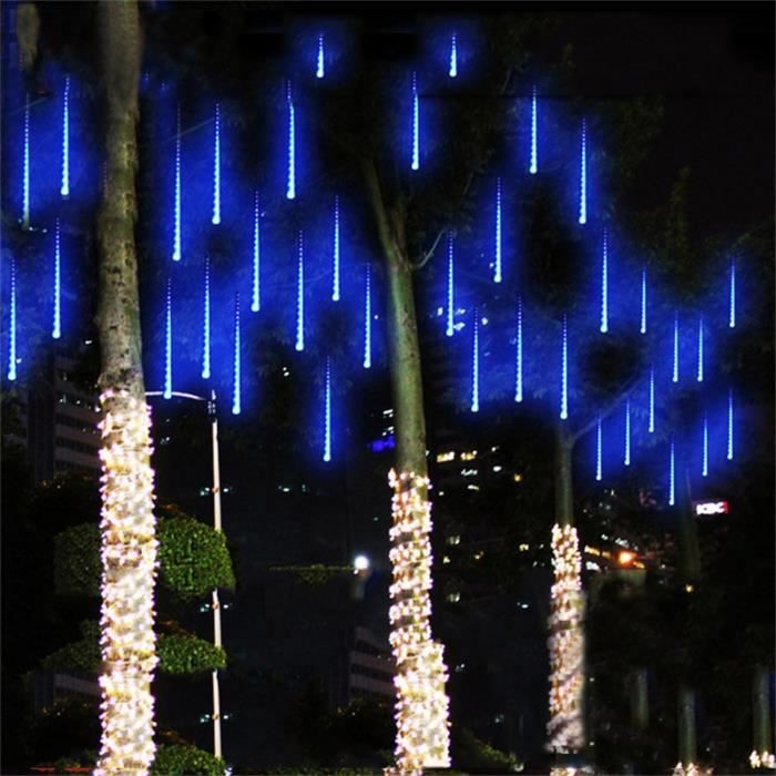 30 Cm Lange Led-lichterkette Mit 8 Röhren, Romantische Regentropfen-weihnachtsdration Für Den Garten – Blau