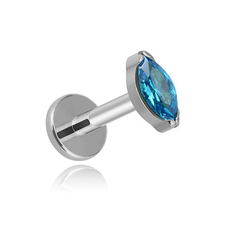 Labret-ohrring Aus Titan In Tropfenform Mit Blauem Zirkonia (1,2/8 Zoll)