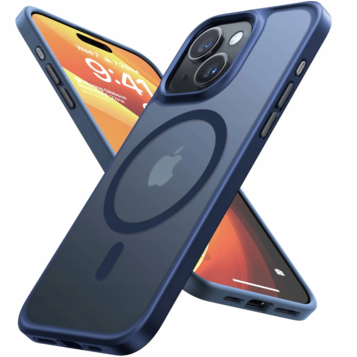 Matte Magnethülle Für Magsafe Für Iphone 15 + Glas, Matsafe02navy Blue