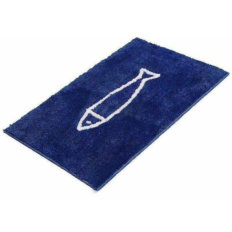 Blau-weiße, Rutschfeste Badematte Mit Fischmuster, Schnelltrocknend, Küchenmatte, Badezimmermatte (50 X 80 Cm, Blau)
