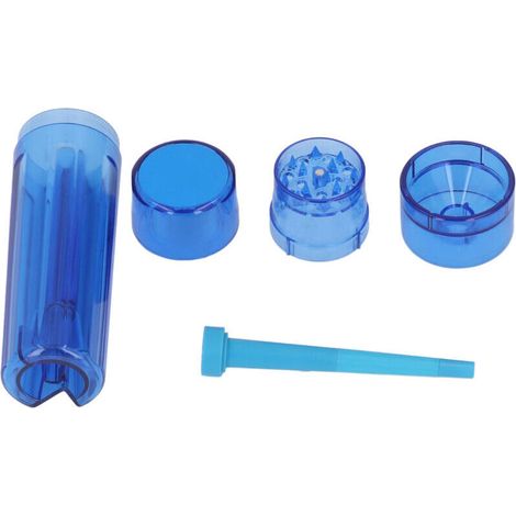 Tragbare, Abnehmbare Und Waschbare Transparente Kräutermühle Mit Blauem, Kegelförmigem Einfüllstutzen Für Gewürze Und Zur Aufbewahrung