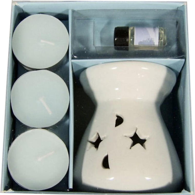 Blaues Aromatherapie-set: Duftlampe, Ölbrenner Und 4 Teelichter