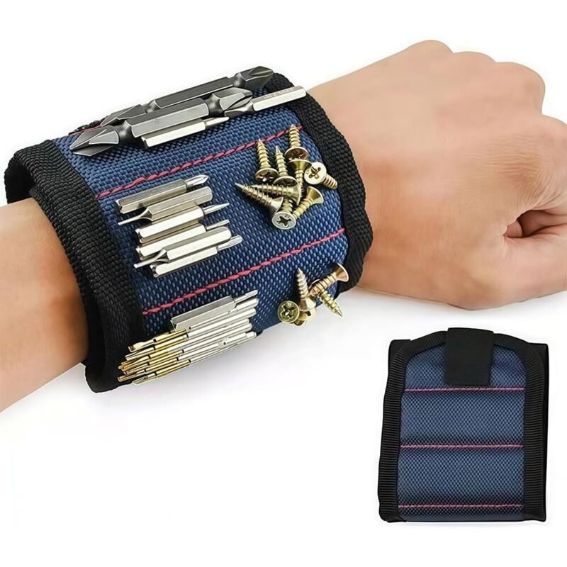 Mit Dem Robusten Magnetischen Werkzeuggürtel Und Dem Magnetischen Armband Bleiben Sie Bestens Organisiert – Perfekt Für Heimwerker, Keine Montage Erforderlich – Blau