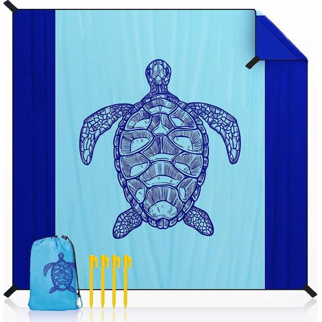 Wasserdichte Picknickdecke Von Turtle Collection, 210 X 200 Cm, Strandmatte Für Camping Mit 4 Heringen, Tragbarer Sandschutz Für Camping Und Wandern