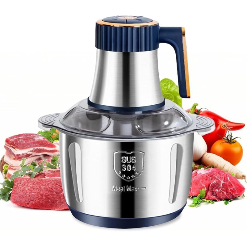 Elektrischer Fleischwolf (5 L) – Multifunktionale Küchenmaschine, 500-w-mixer Mit 6 Edelstahlklingen, 5 Geschwindigkeitsstufen (blau)