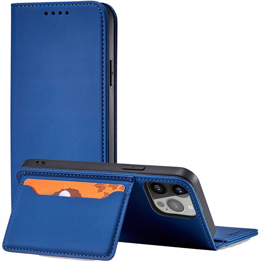 Magnetische Kartenhülle Für Iphone 14 Pro, Klappbrieftasche Mit Ständer, Blau