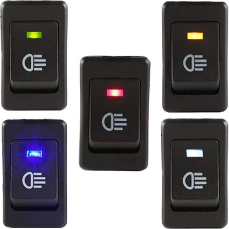 X 12vdc/35a Wippschalter, Nebelscheinwerferschalter Für Auto/motorrad, 4-poliger Led-wippschalter Mit Beleuchtungsknopf (blau, Gelb, Grün, Rot, Weiß)