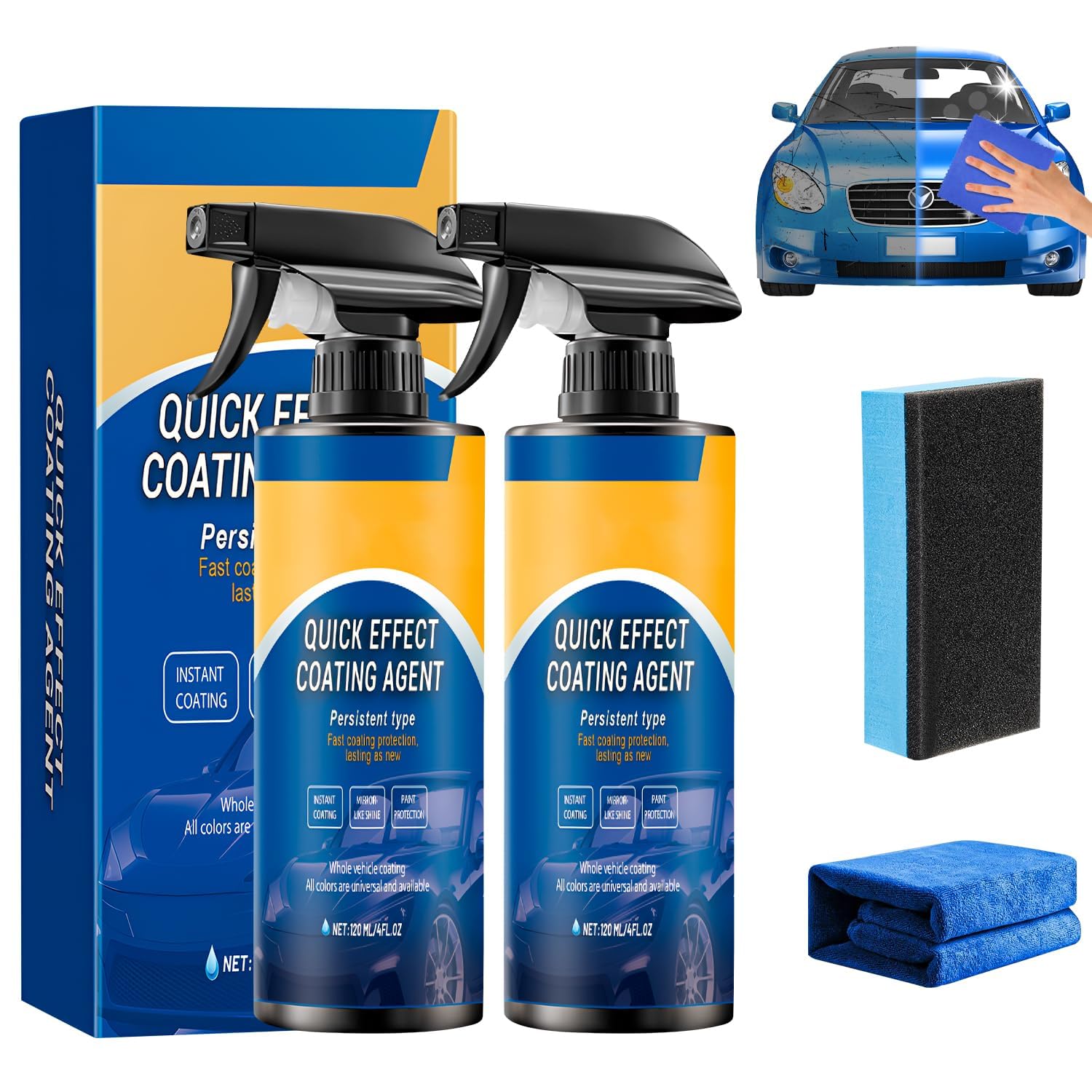2-teiliges, Hochwirksames Schnelllack-spray Für Autos, 3-in-1-spray Für Glänzenden Autolack, Reparatur, Aufhellung Und Schutz.