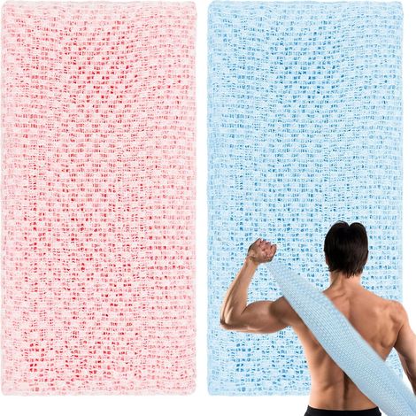 2-teiliges Japanisches Peeling-set, Extra Langer Peeling-waschlappen, Peeling-waschhandschuh Für Tiefenreinigung/massage, Dusche, Rückenwäsche (blau, Rosa)