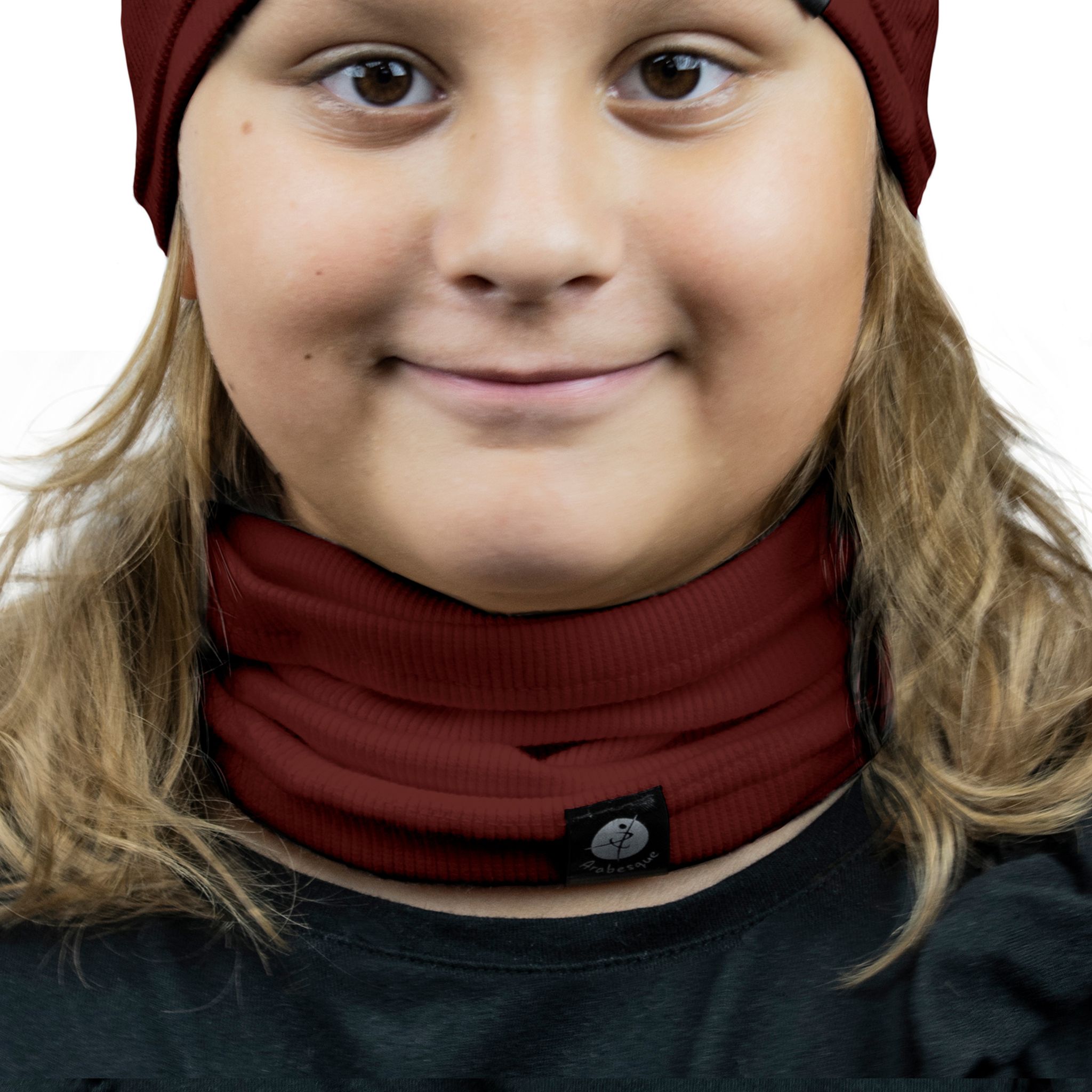Schlauchschal Für Kinder, Bordeauxrot, Baumwollschal 1w M01, Bordeauxrot 40/46