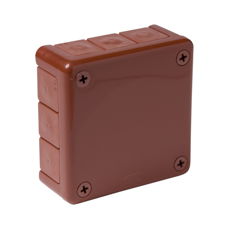 041-02 Braunes Gehäuse Ohne Klemmen Mit Gewindelosen Verschraubungen, 12 Einlässe, Abmessungen/außenmaße 98 X 98 X 42 Mm, Schutzart Ip55, Viplast 7243