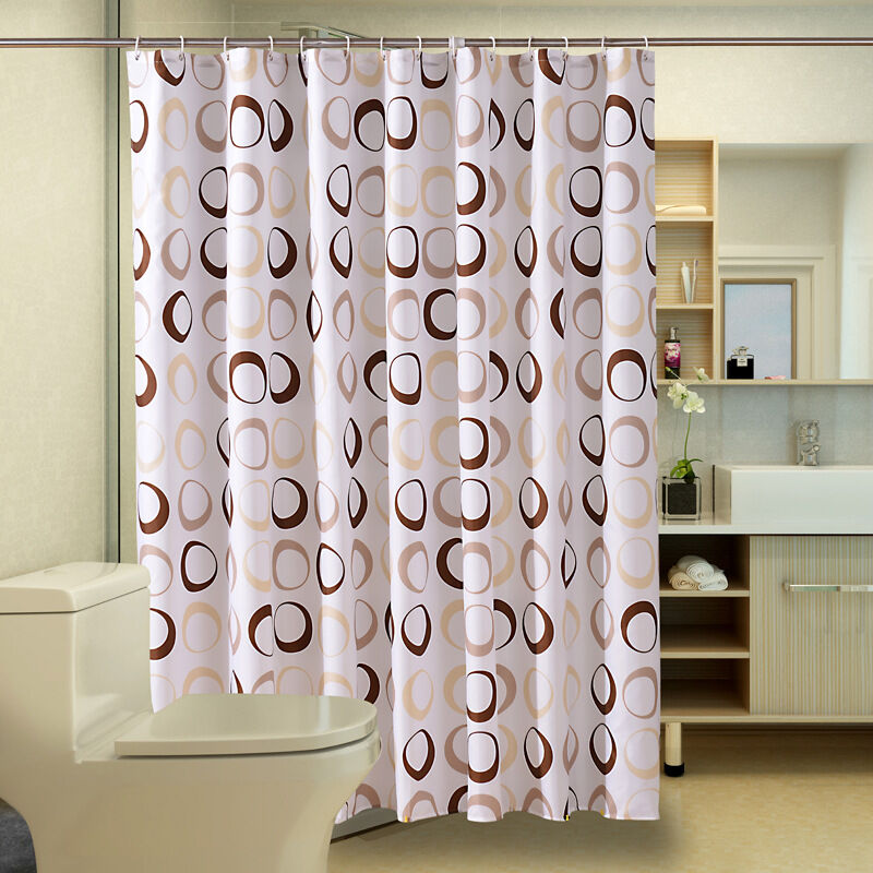 180 X 200 Cm Duschvorhang Mit 12 Haken, Schnell Trocknend (braun), Wasserdichtes Polyestergewebe, Maschinenwaschbar, Badezimmervorhänge