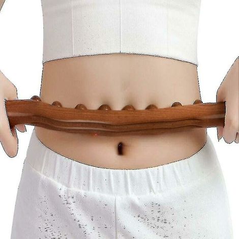 Neuer Gua Sha Massagestab Mit 8 Perlen, Karbonisiertem Holz, Rücken- Und Körpermeridian-schabetherapiestab, Muskelentspannung, Holzfarbe, 1 Stück