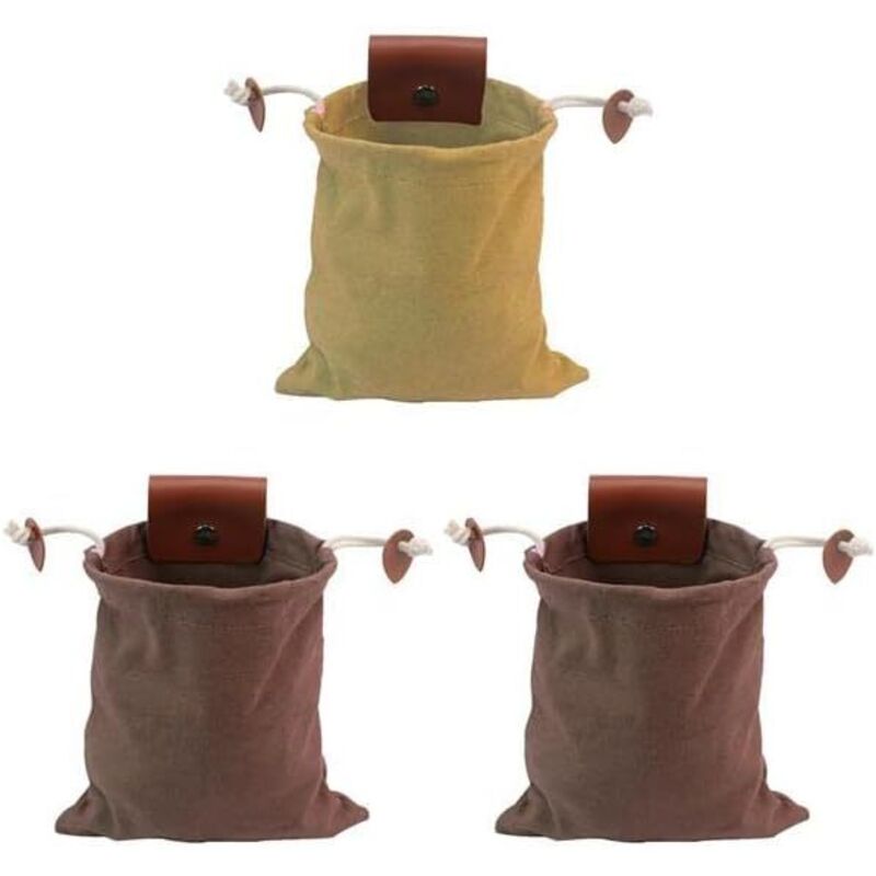 3-teiliges Set Tragbarer Pu-beutel Zur Nahrungssuche, Mini-beutel Mit Kordelzug, Taschen Für Camping, Jagd, Geschenkidee Für Gürtel, Hüfte Und Hose