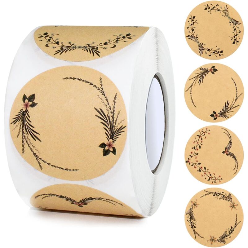 500 Stück (braun) Runde Kraft-aufkleber-etiketten, 5 Cm Marmeladen-etiketten, Selbstklebende Kraftpapier-aufkleber-etiketten Für Geschenke, Umschläge, Backgewürze, Gläser
