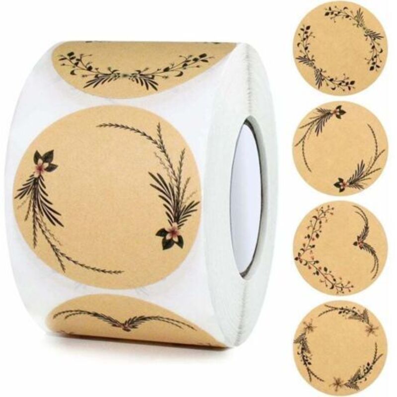 Runde Kraftpapier-selbstklebeetiketten, 5 Cm Marmeladenetiketten, Kraftpapier-aufkleber Für Geschenke, Briefumschläge, Backwaren, Gewürze, Gläser (500 Stück Braun)