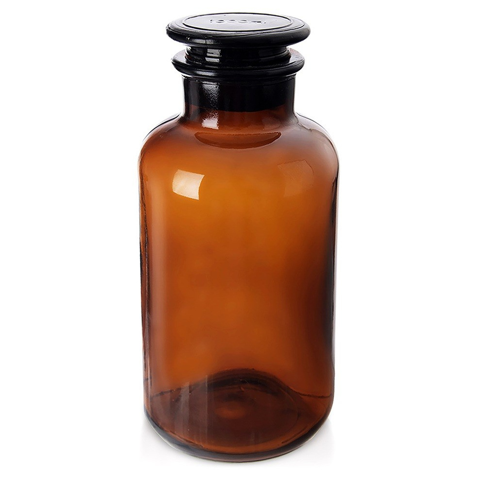 Braune Glasflasche Mit Korken Für Kosmetik, Gewürze, Kräuter, Tee, 1 L