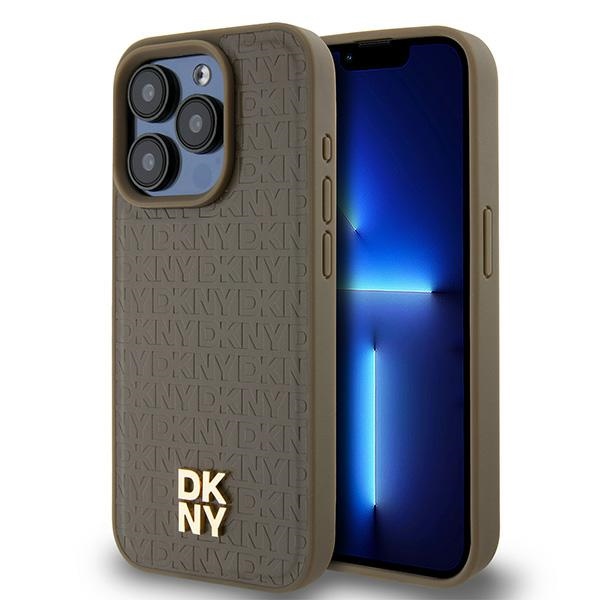 Dkny Dkhmp14xpshrpsw Iphone 14 Pro Max 6,7" Braun/braun Hartschalenetui Mit Ledermuster, Metalllogo Und Magsafe