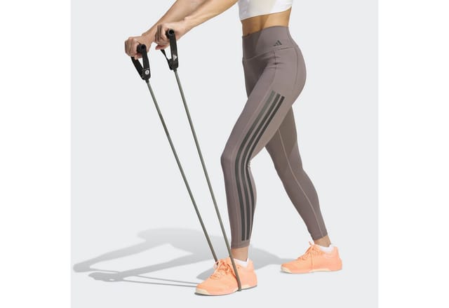 Adidas Optime Leggings Für Damen Mit 3 Streifen, 7/8-länge, Braun, Ke7530 R Xl