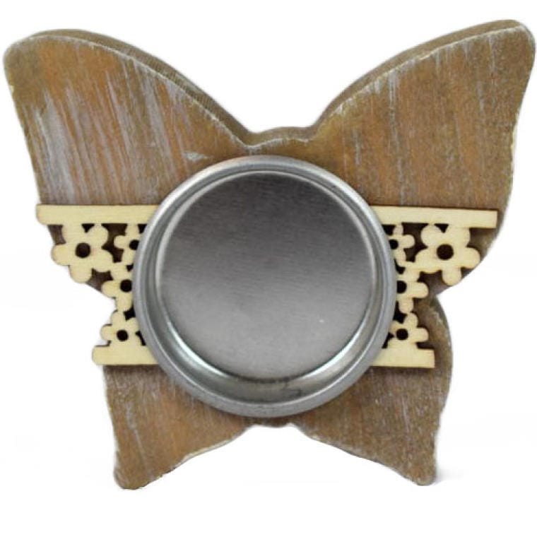 Teelichthalter Aus Holz In Schmetterlingsform – Osterdeko, Braun
