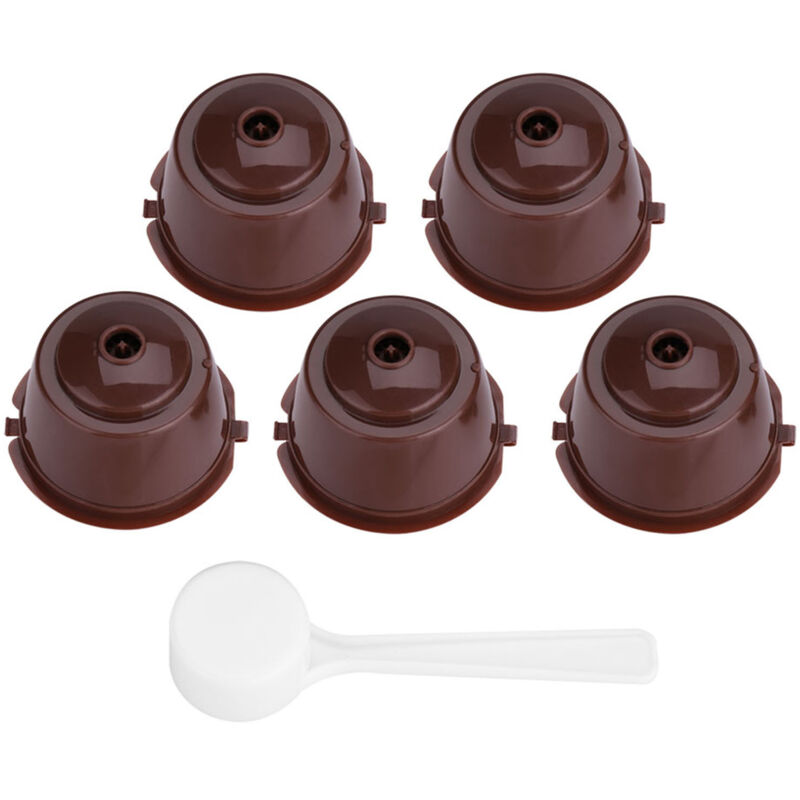 Wiederverwendbare, Nachfüllbare Kaffeekapseln Aus Pp 304 Edelstahl, 5 Stück, Lebensmittelechter Filter (braun)