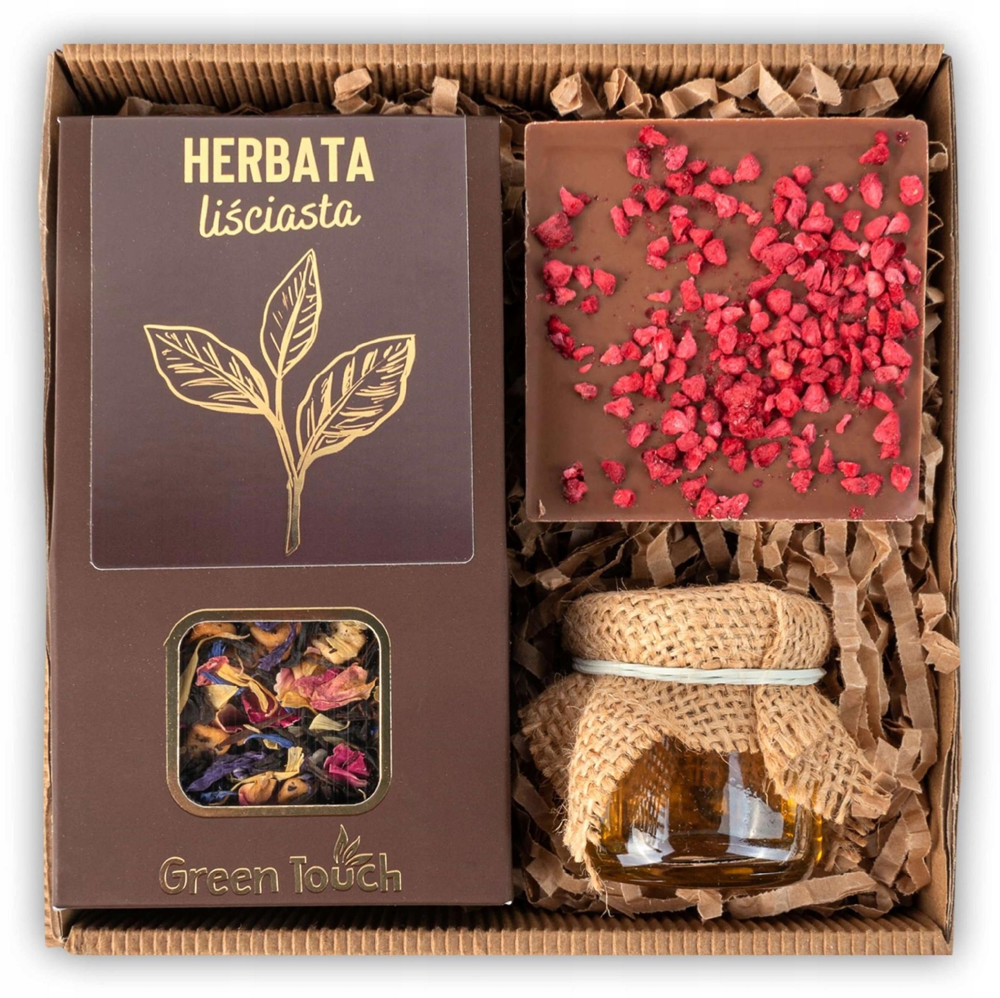 Geschenkset Mit Tee, Honig Und Schokolade, Elegantes Geschenk