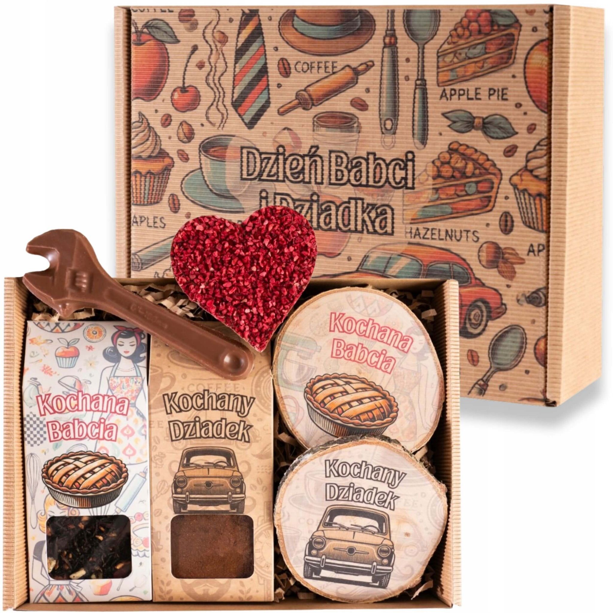 Geschenk Zum Großelterntag – Set Mit Bedruckten Untersetzern, Kaffee- Und Teezubehör