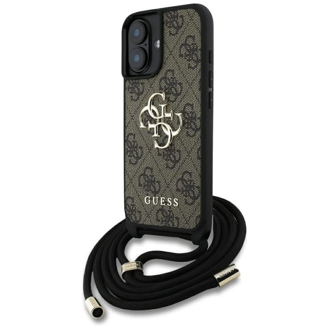 Guess 4g Big Logo Cord Strap Crossbody Case Für Iphone 16 Plus Braun